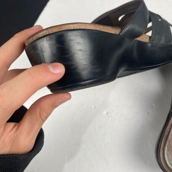 Dansko Women's size 41 Dixie Full Grain Black/Turquoise Women's Sandals Leather - Picture 9 of 16